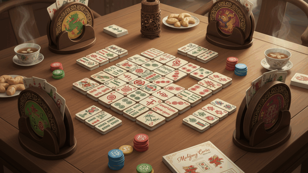 Mahjong cartes joué sur une table