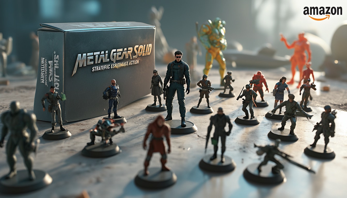 découvrez le jeu de société metal gear solid, désormais disponible sur amazon ! plongez dans l'univers captivant de la saga avec 24 figurines incluses pour des heures de stratégie et d'aventure entre amis.