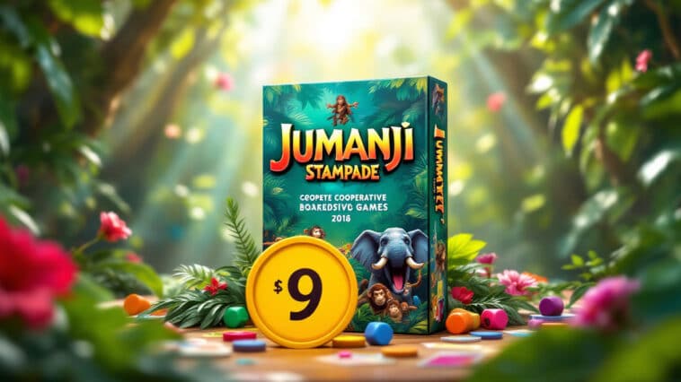 profitez de notre promotion exceptionnelle sur le jeu de société coopératif jumanji stampede, maintenant disponible à seulement 9 dollars ! plongez dans une aventure palpitante en équipe et affrontez des défis passionnants. ne manquez pas cette offre limitée pour vivre des moments inoubliables en famille ou entre amis.