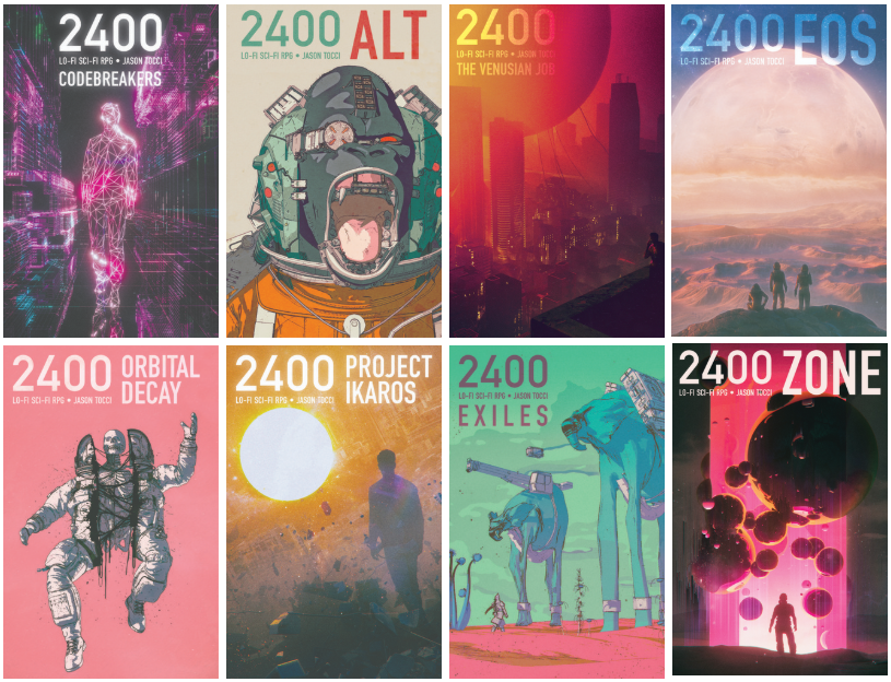 2400, le jeu de rôle minimaliste de Jason Tocci, offre des univers sci-fi rapides, simples et parfaits pour des sessions courtes.