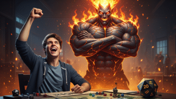 Jeux D&D, image de l'Efreeti, avec le joueur