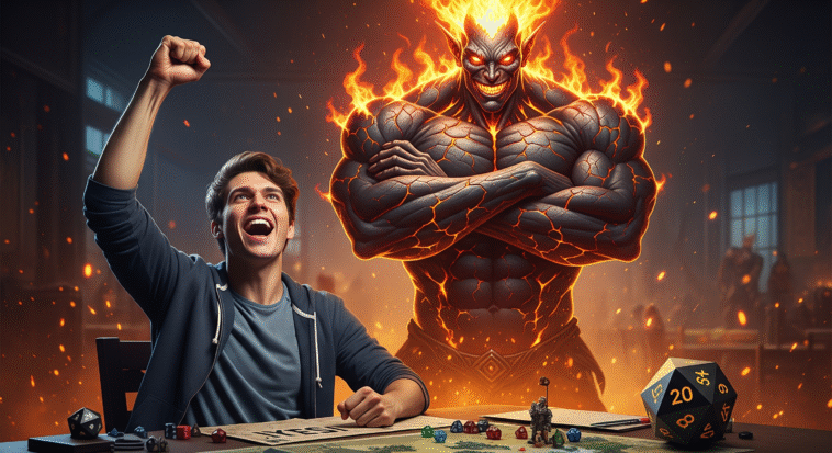 Jeux D&D, image de l'Efreeti, avec le joueur