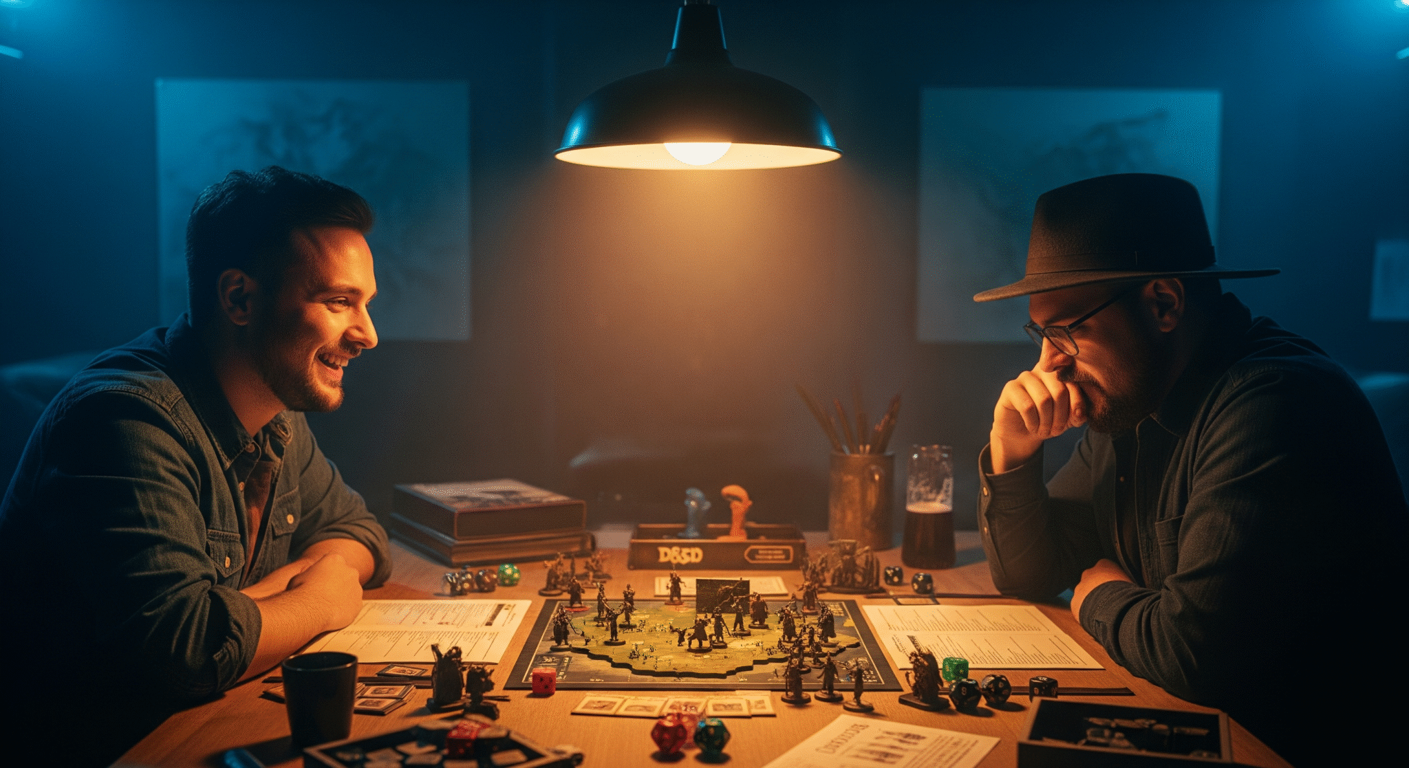 Deux joueurs s'opposer à D&D. Le débutant maitrise le jeu face au pro