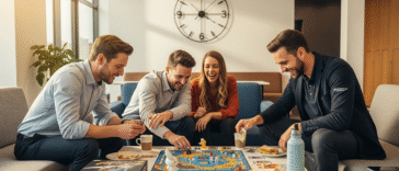 Un groupe d'employés jouant à Final Fantasy pendant la pause déjeuner
