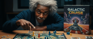 Galactic cruise le jeu qui rend intelligent. L'image montre un joueur jouant au jeu et se croit subitement être Einstein