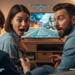 Parent émerveillés par son enfant à qui ils ont donné la permission de jouer au jeu vidéo