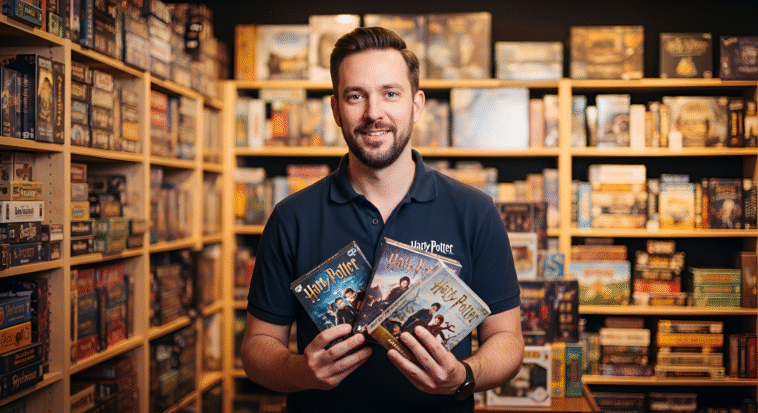 L'image d'un connaisseur en jeux qui présente une sélection de vrais jeux Harry Potter