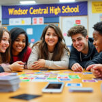 privés de téléphones portables après une interdiction de l'état, les élèves du lycée windsor central se divertissent désormais avec des jeux de cartes et de société, favorisant les interactions et la convivialité au sein de l'établissement.