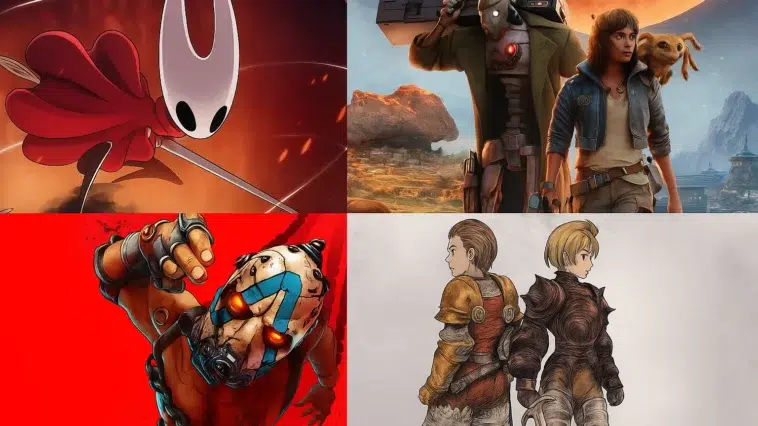 Image montrant les meilleurs jeux vidéos qui sortent en semptembre 2025 : Hollow Knight: Silksong, Borderlands 4, Final Fantasy Tactics: The Ivalice Chronicles ou encore Star Wars Outlaws