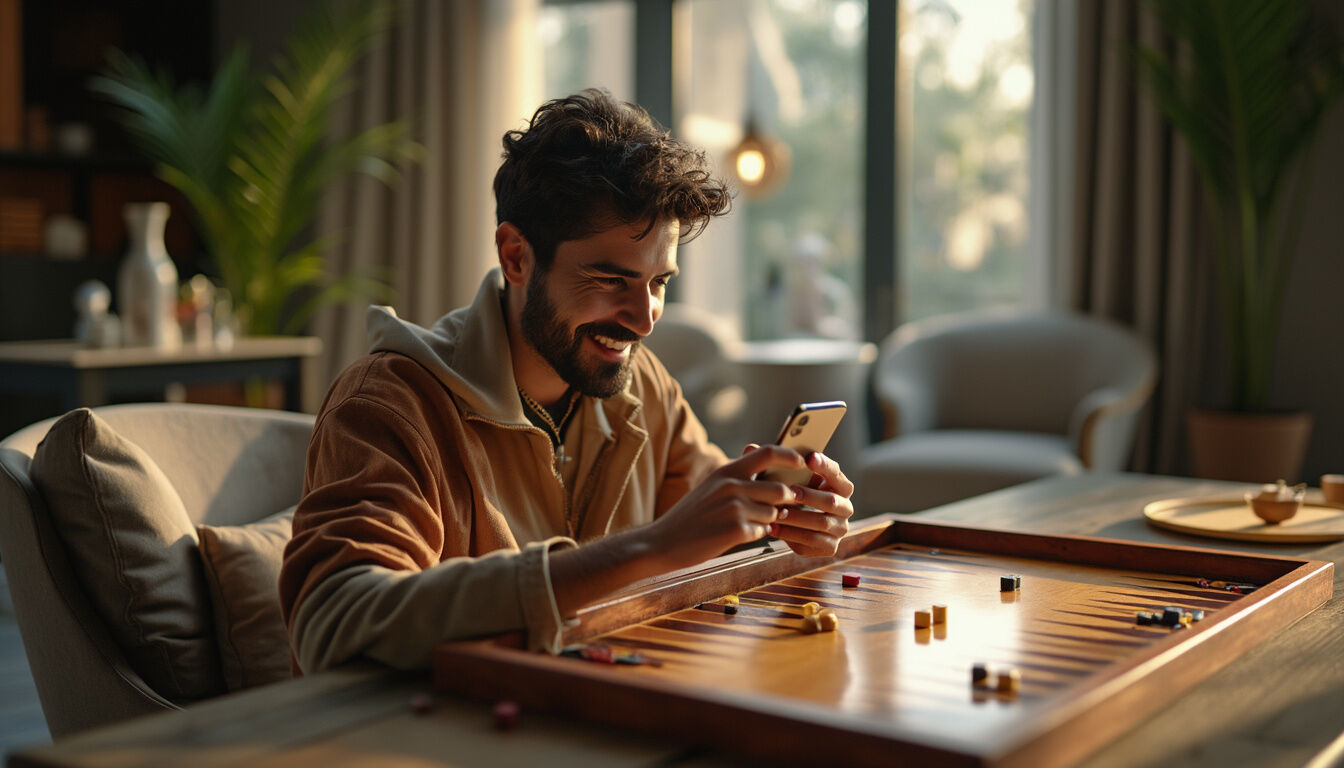 Découvrez le backgammon en ligne et profitez de parties gratuites directement depuis votre navigateur. Affrontez d'autres joueurs, sans inscription et sans téléchargement !