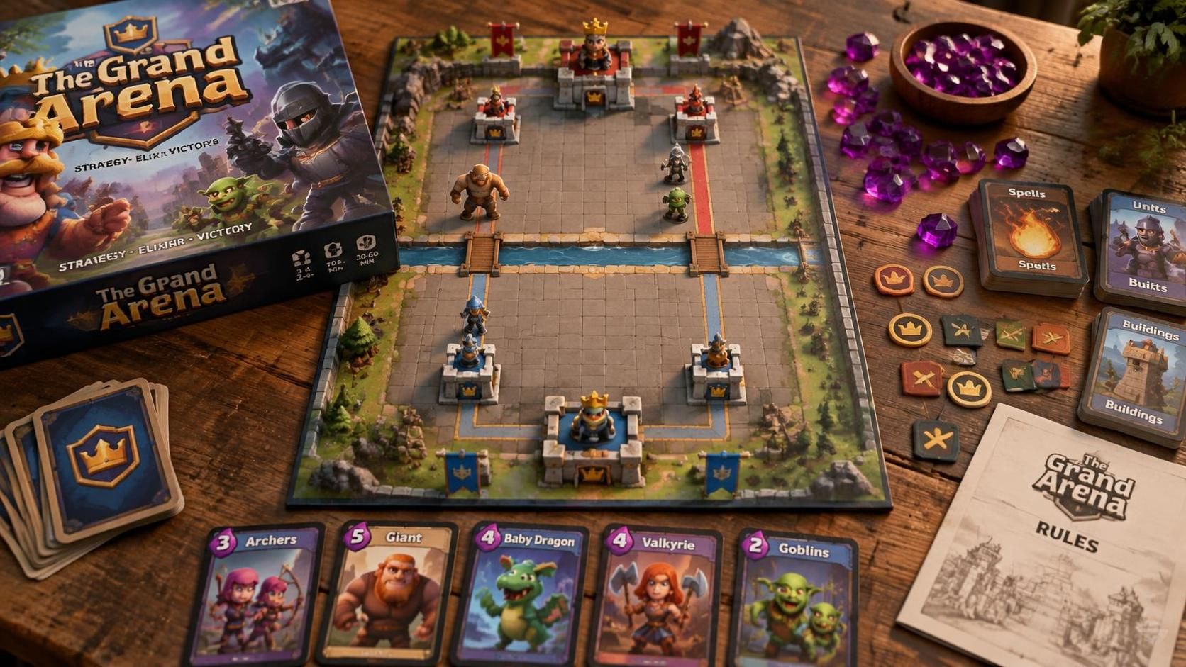 clash royale débarque sur votre table avec the grand arena, un jeu de société stratégique inspiré des affrontements du célèbre jeu mobile.